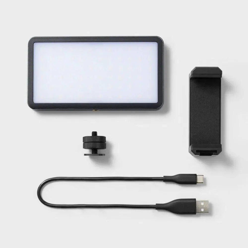 Heyday Black LED On-Camera Video Light with Phone Mount